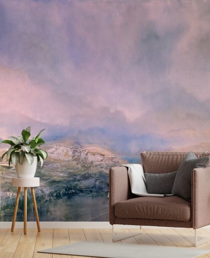 mural abstrato pastel personalizável chamado Iceland Early Sun de Annette Schmucker para quartos