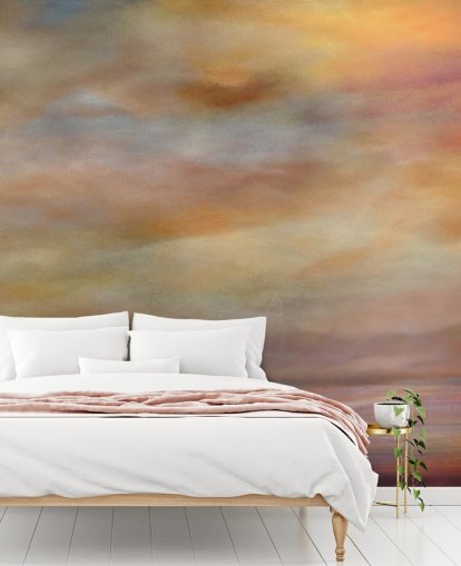 gelbes, orangefarbenes und lila abstraktes Wandbild mit dem Titel Last Light von Annette Schmucker gelbes, orangefarbenes und lila abstraktes Wandbild mit dem Titel Last Light von Annette Schmucker