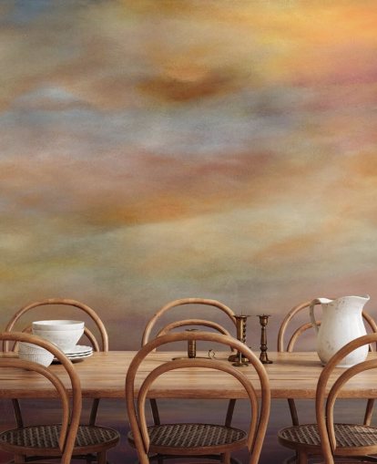 yellow, orange and purple abstract mural called Last Light by Annette Schmucker