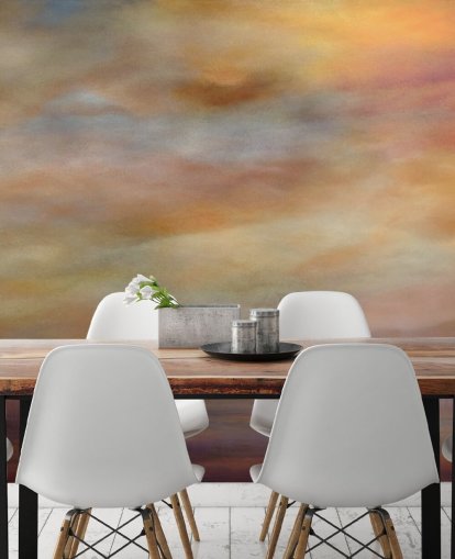 gelbes, orangefarbenes und lila abstraktes Wandbild mit dem Titel Last Light von Annette Schmucker gelbes, orangefarbenes und lila abstraktes Wandbild mit dem Titel Last Light von Annette Schmucker
