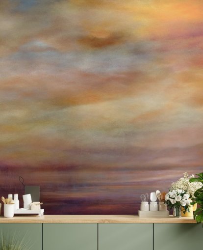 yellow, orange and purple abstract mural called Last Light by Annette Schmucker yellow, orange and purple abstract mural called Last Light by Annette Schmucker