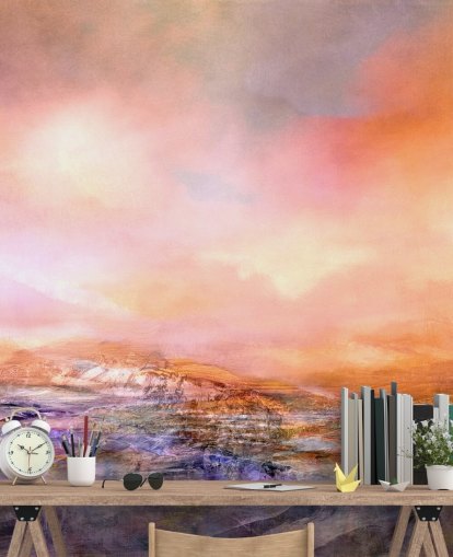 tilpasset oransje og rosa abstrakt landskapsmaleri kalt New Territory Bright Light av Annette Schmucker tilpasset oransje og rosa abstrakt landskapsmaleri kalt New Territory Bright Light av Annette Schmucker