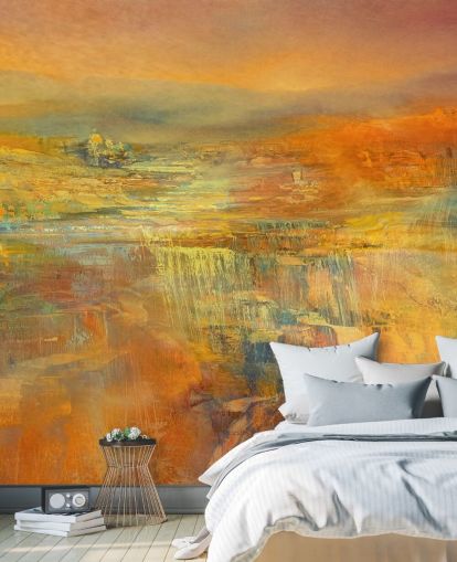 anpassad abstrakt väggmålning som heter Never Ending Sunny Days Panorama av Annette Schmucker