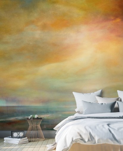 mural de céu abstrato personalizado amarelo chamado On This Sweet Earth de Annette Schmucker mural de céu abstrato personalizado amarelo chamado On This Sweet Earth de Annette Schmucker
