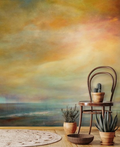 yellow custom abstract sky mural called On This Sweet Earth by Annette Schmucker