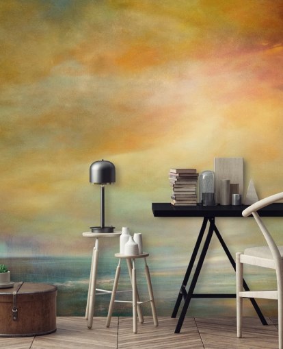 mural de céu abstrato personalizado amarelo chamado On This Sweet Earth de Annette Schmucker