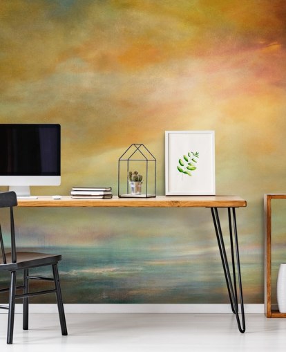 yellow custom abstract sky mural called On This Sweet Earth by Annette Schmucker
