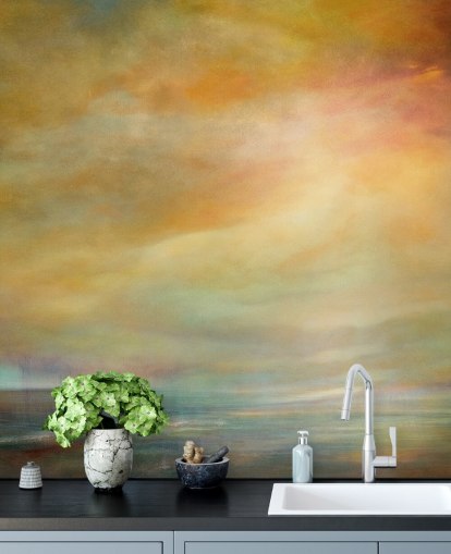 murale astratto giallo personalizzato chiamato On This Sweet Earth di Annette Schmucker