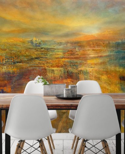 mural panorámico naranja personalizable llamado Pouring Sunlight Panorama de Annette Schmucker mural panorámico naranja personalizable llamado Pouring Sunlight Panorama de Annette Schmucker