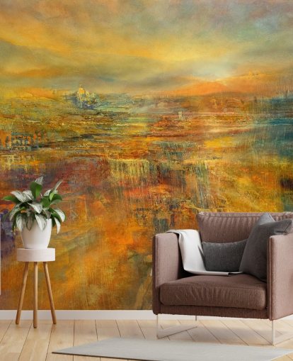 anpassningsbar orange panorama väggmålning som heter Pouring Sunlight Panorama av Annette Schmucker anpassningsbar orange panorama väggmålning som heter Pouring Sunlight Panorama av Annette Schmucker