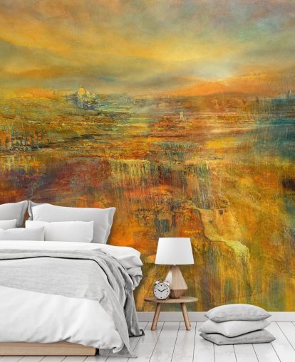 customizable orange panorama mural called Pouring Sunlight Panorama by Annette Schmucker
