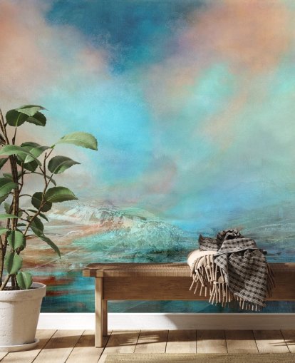customisable blue abstract landscape wall mural called Spring in Iceland by Annette Schmucker customisable blue abstract landscape wall mural called Spring in Iceland by Annette Schmucker