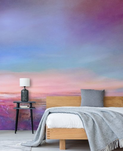 purple and pink customisable abstract landscape mural called The Colours of an Evening in May by Annette Schmucker purple and pink customisable abstract landscape mural called The Colours of an Evening in May by Annette Schmucker