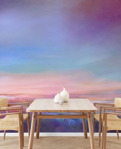purple and pink customizable abstract landscape mural called The Colors of an Evening in May by Annette Schmucker purple and pink customizable abstract landscape mural called The Colors of an Evening in May by Annette Schmucker