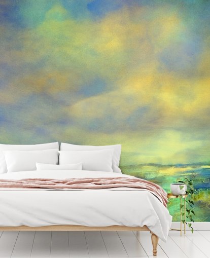 purple and green abstract sky mural called Dreaming Skies by Annette Schmucker