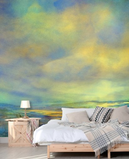 lilla og grøn abstrakt himmelmaleri kaldet Dreaming Skies af Annette Schmucker lilla og grøn abstrakt himmelmaleri kaldet Dreaming Skies af Annette Schmucker