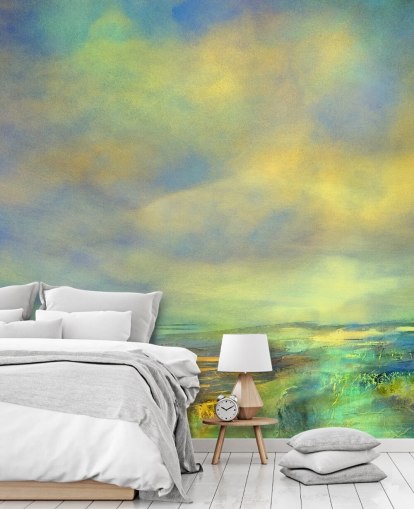 lilla og grøn abstrakt himmelmaleri kaldet Dreaming Skies af Annette Schmucker lilla og grøn abstrakt himmelmaleri kaldet Dreaming Skies af Annette Schmucker