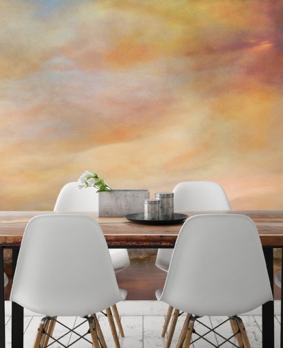 yellow and pink abstract landscape mural called Whispers of Sunset by Annette Schmucker yellow and pink abstract landscape mural called Whispers of Sunset by Annette Schmucker
