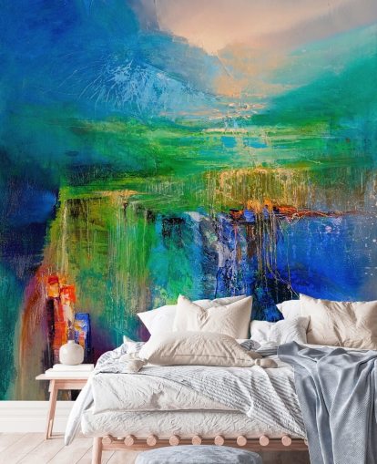 personalisierbares farbenfrohes abstraktes Wandbild mit dem Titel To New Heights von der Künstlerin Annette Schmucker
