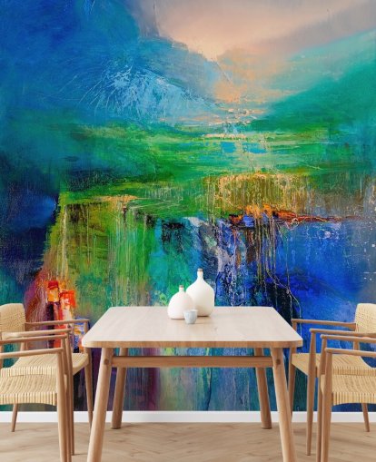 customisable colourful abstract mural called To New Heights from artist Annette Schmucker