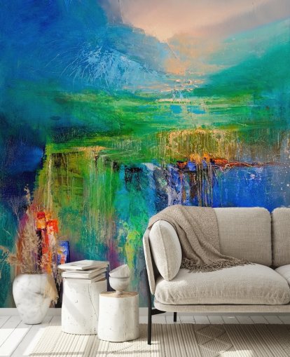 customisable colourful abstract mural called To New Heights from artist Annette Schmucker