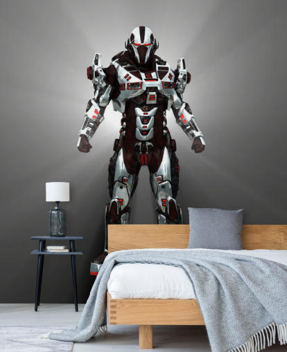 White and Red Robot Wallpaper