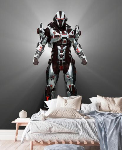 Papel pintado Robot blanco y rojo