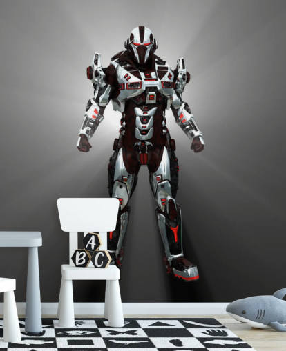 Wit en rood robotbehang