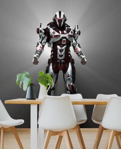 White and Red Robot Wallpaper