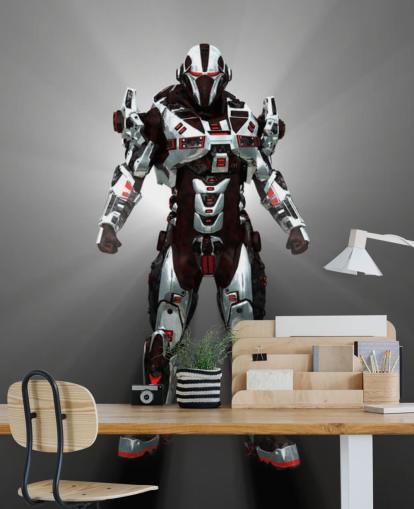 Papier Peint Robot Blanc et Rouge