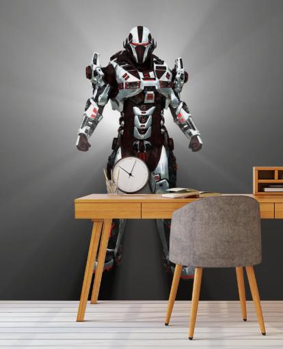 Papel pintado Robot blanco y rojo