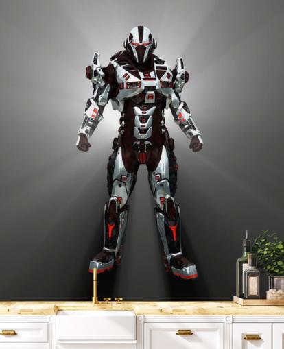 White and Red Robot Wallpaper