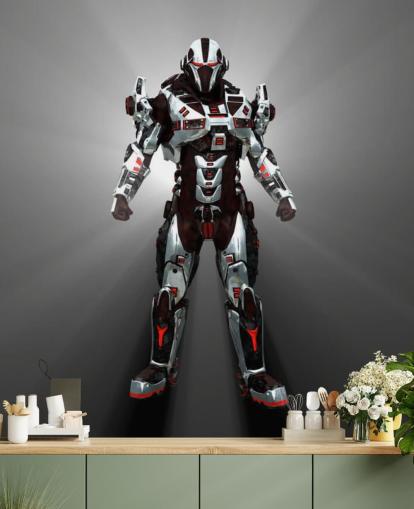 Papel pintado Robot blanco y rojo