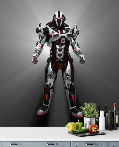 Papel pintado Robot blanco y rojo