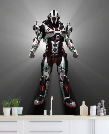 Papel pintado Robot blanco y rojo