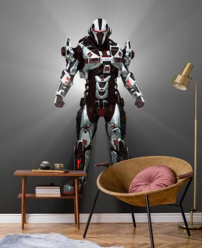 Papier Peint Robot Blanc et Rouge