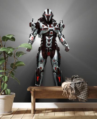 Papel pintado Robot blanco y rojo