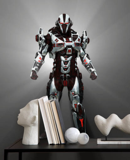 Papel pintado Robot blanco y rojo