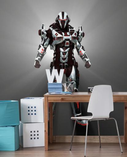 Papel pintado Robot blanco y rojo