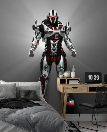 White and Red Robot Wallpaper