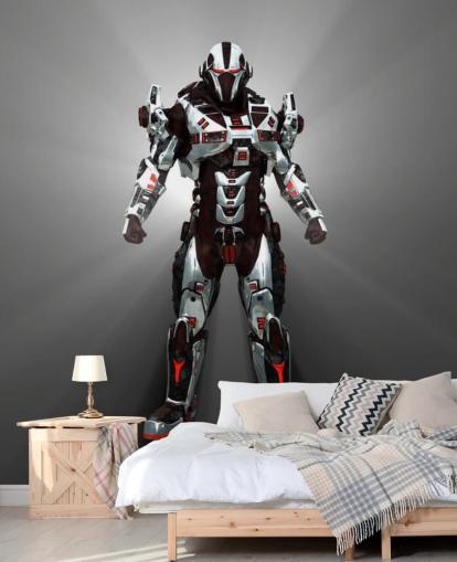 White and Red Robot Wallpaper