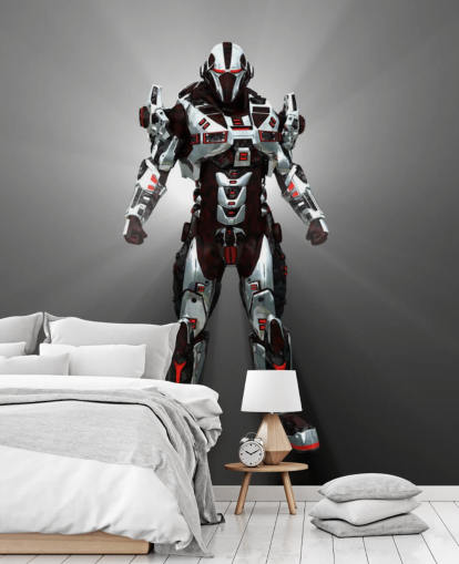 White and Red Robot Wallpaper