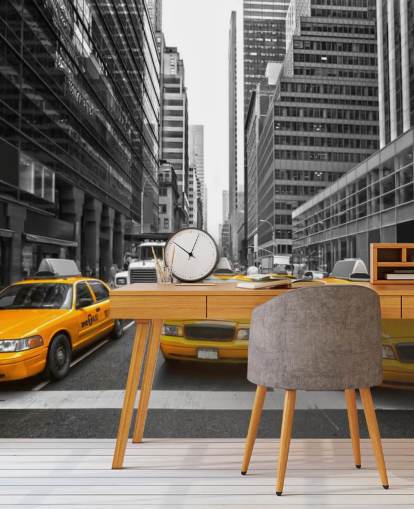yellow taxis amongst monochrome new york wallpaper yellow taxis amongst monochrome new york wallpaper