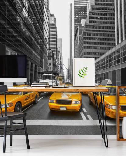 yellow taxis amongst monochrome new york wallpaper yellow taxis amongst monochrome new york wallpaper