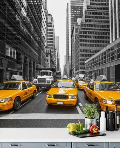 yellow taxis amongst monochrome new york wallpaper yellow taxis amongst monochrome new york wallpaper