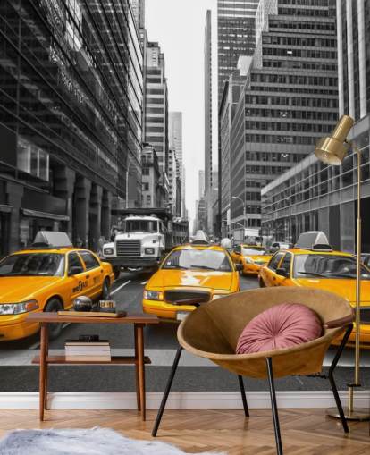 taxis jaunes parmi le papier peint monochrome new york taxis jaunes parmi le papier peint monochrome new york