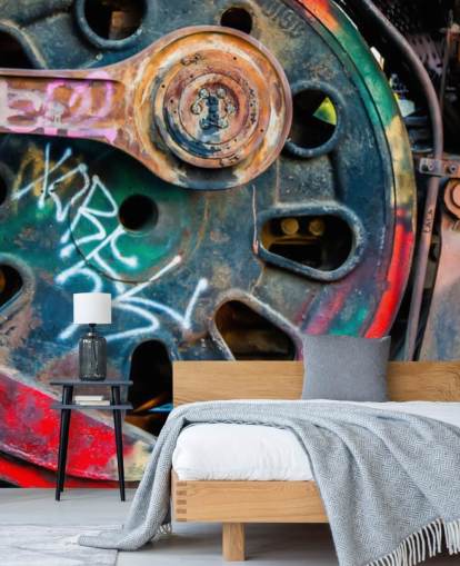 customizable urban art wallpaper mural called Train Ink for bedrooms, home offices and businesses