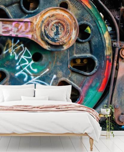 customizable urban art wallpaper mural called Train Ink for bedrooms, home offices and businesses