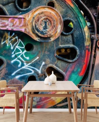 mural de papel de parede de arte urbana personalizável chamado Train Ink para quartos, escritórios domésticos e empresas mural de papel de parede de arte urbana personalizável chamado Train Ink para quartos, escritórios domésticos e empresas