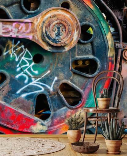 customizable urban art wallpaper mural called Train Ink for bedrooms, home offices and businesses